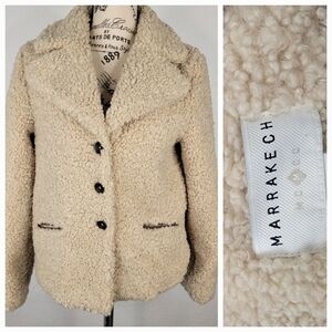 Marrakech Anthropologie Sherpa Teddie Jacket 2XS Semi Crop Oversized Boxy